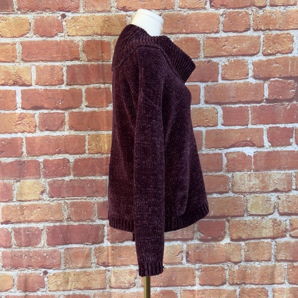 Michael Kors Burgundy Chenille Knit Cowl Neck Pullover Sweater Size XS Soft Cozy
